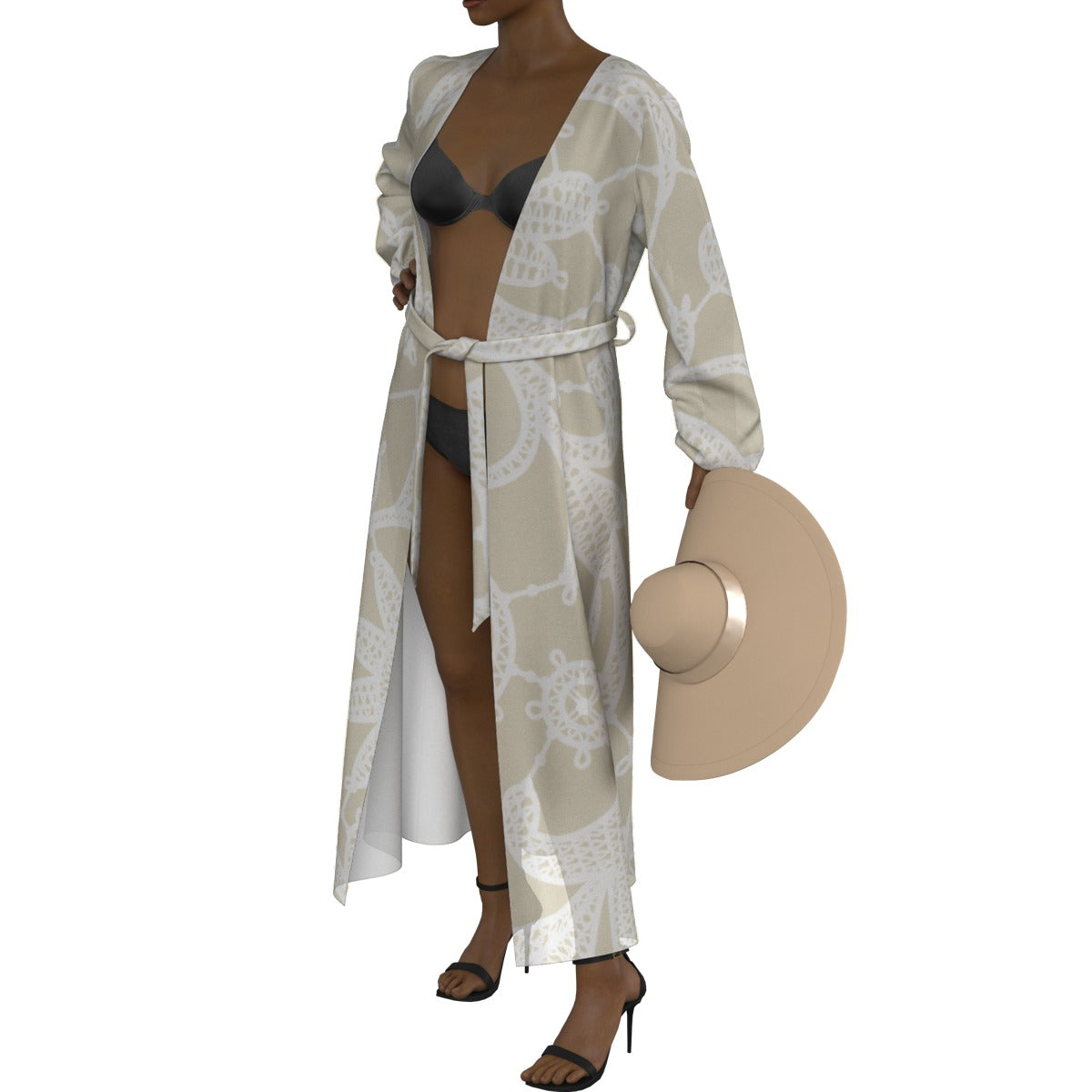 All-Over Print Women's Lace-up Chiffon Robe