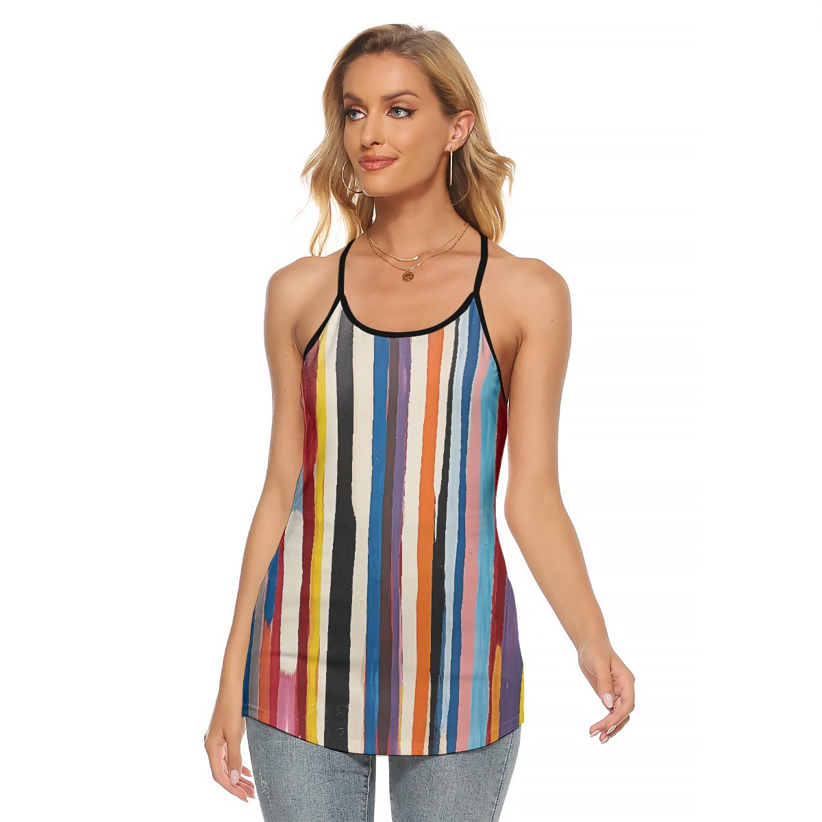 All-Over Print Women's Criss-Cross Open Back Tank Top