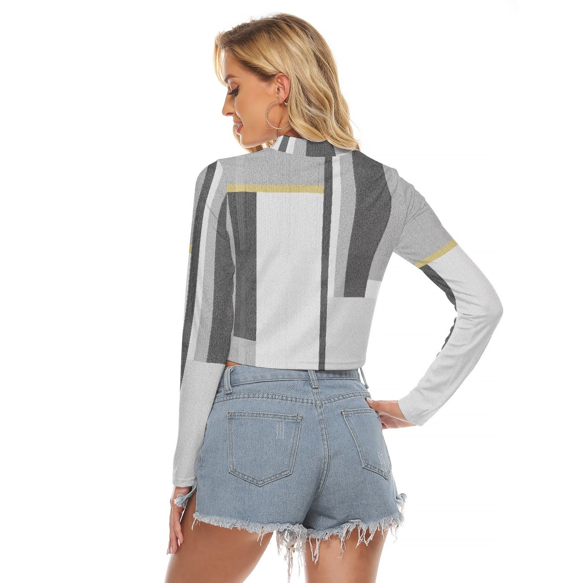 All-Over Print Women's Hollow Chest Keyhole Tight Crop Top
