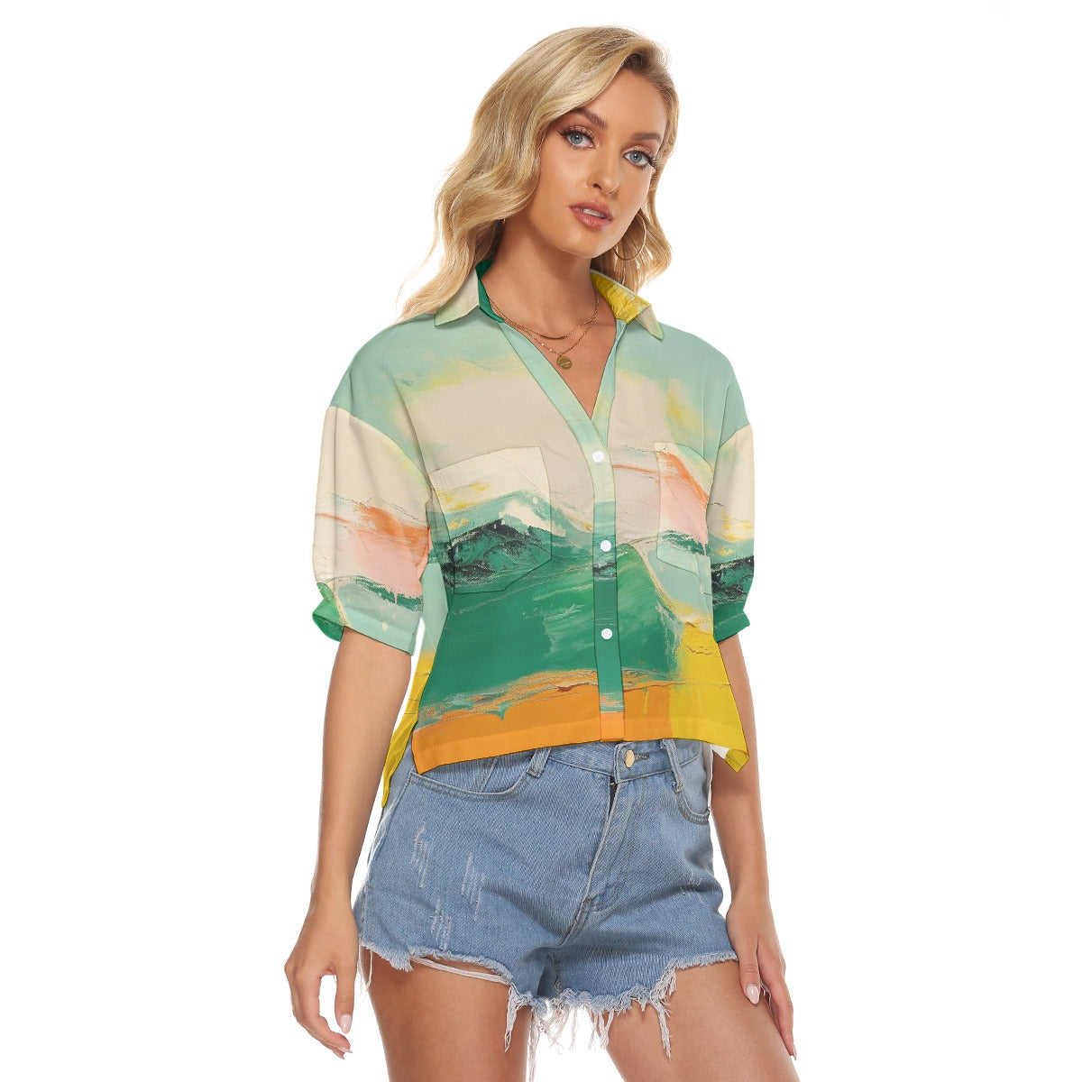 All-Over Print Women's V-neck Shirts