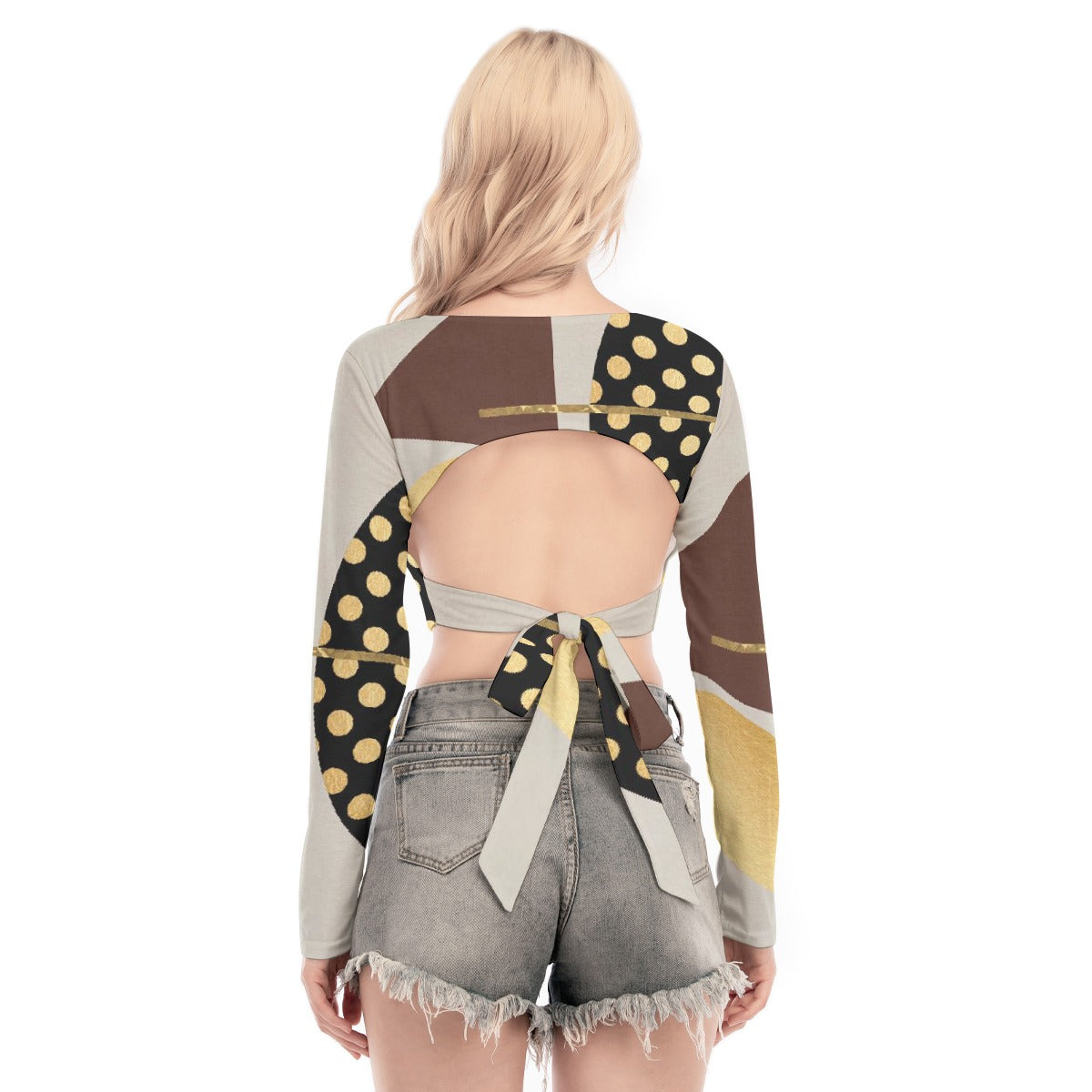 All-Over Print Women's Back Hollow T-shirt With Strap