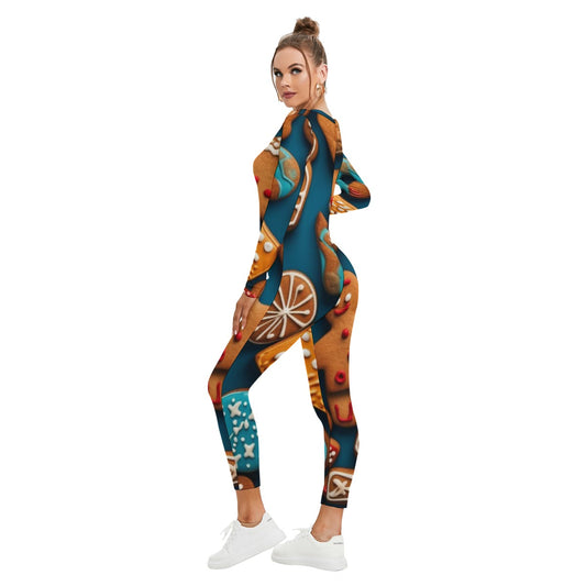 All-Over Print Women's Plunging Neck Jumpsuit