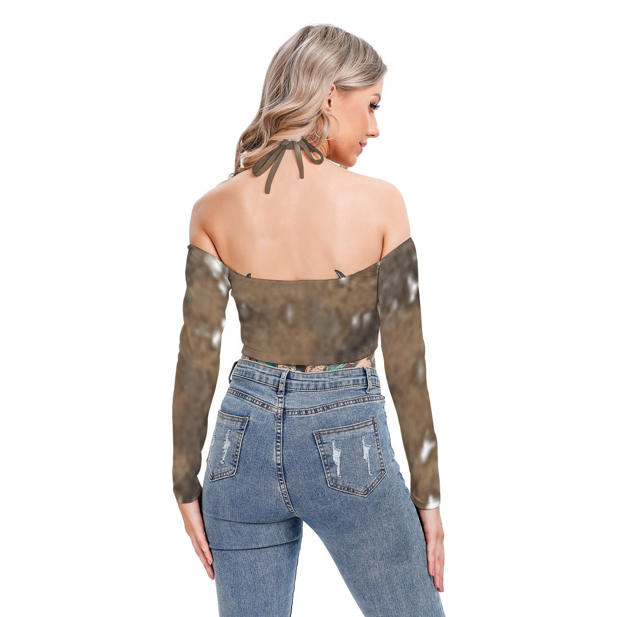 All-Over Print Women's Halter Lace-up Top