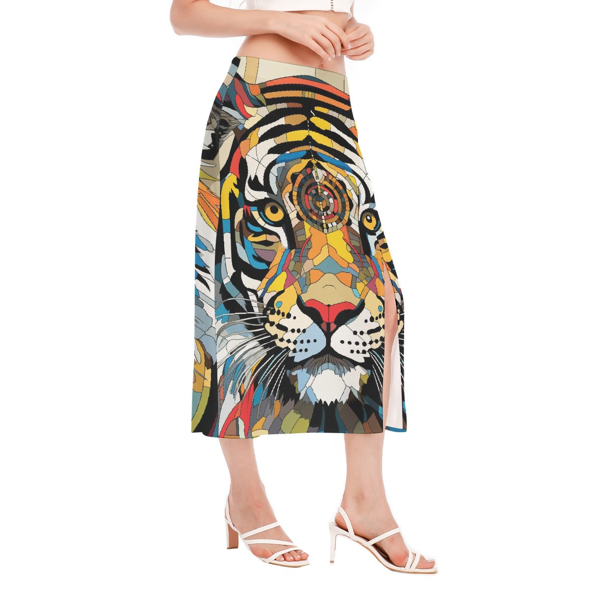 All-Over Print Women's High Slit Long Skirt