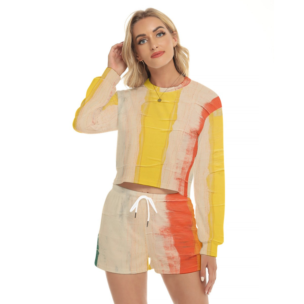 All-Over Print Women's Short Sweatshirt And Pants Suit