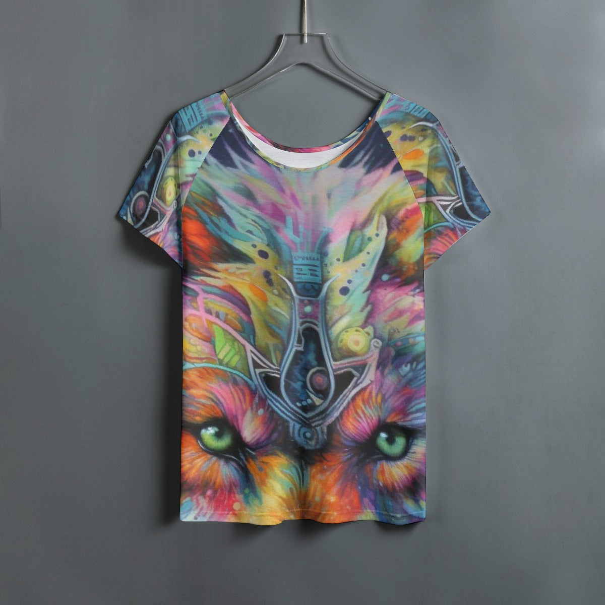 All-Over Print Women's Round Neck T-shirt With Raglan Sleeve