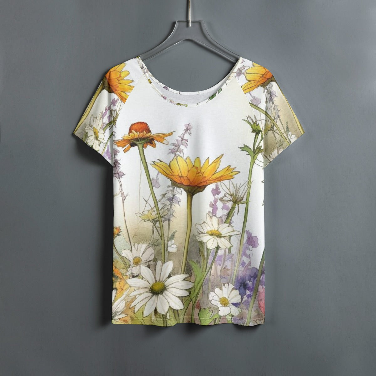 All-Over Print Women's Round Neck T-shirt With Raglan Sleeve