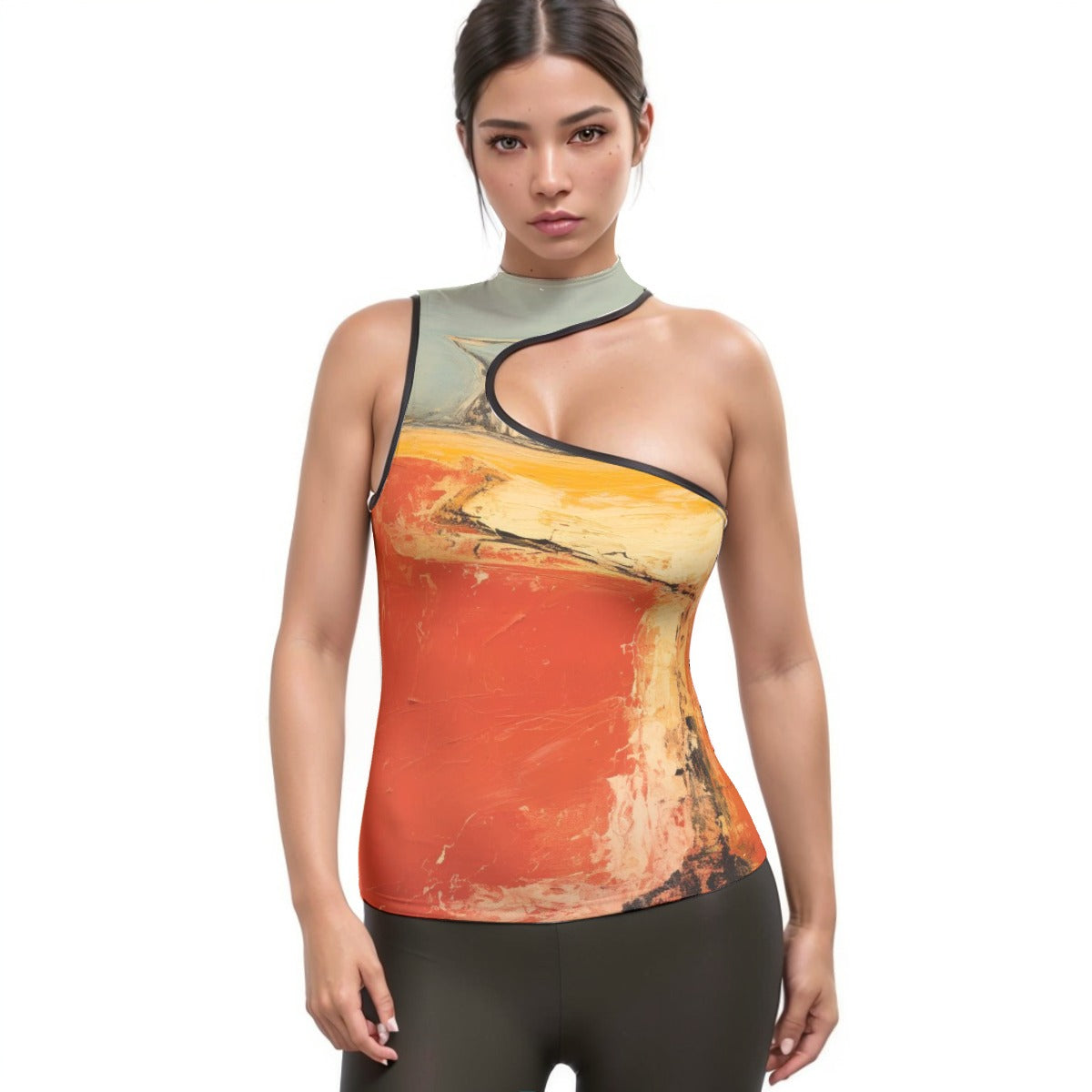 All-Over Print Women's Halter Sleeveless Asymmetrical Tank Top