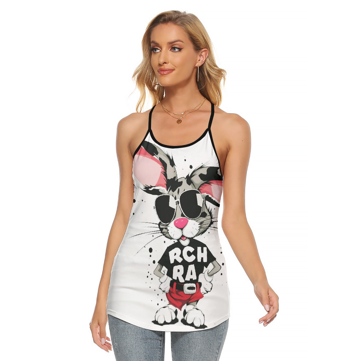 All-Over Print Women's Criss-Cross Open Back Tank Top