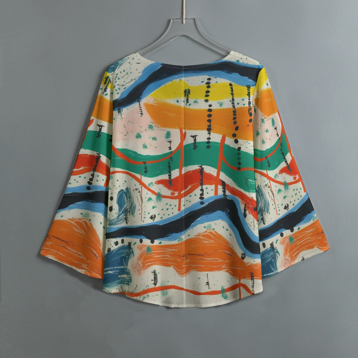 All-Over Print Women's V-neck T-shirt With Irregular Hem