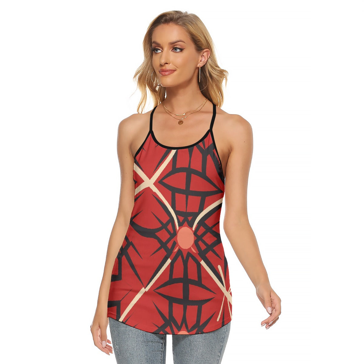 All-Over Print Women's Criss-Cross Open Back Tank Top