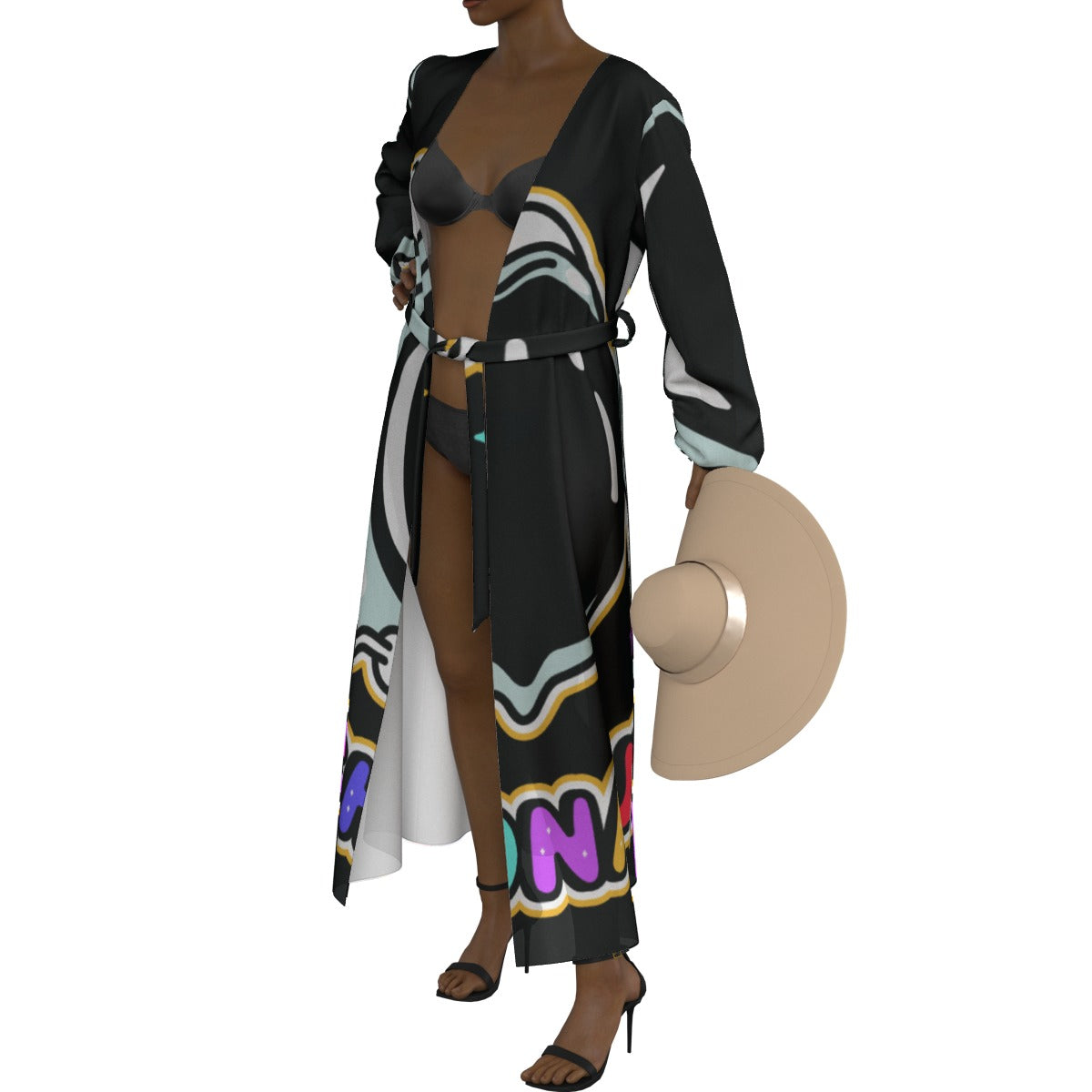 All-Over Print Women's Lace-up Chiffon Robe