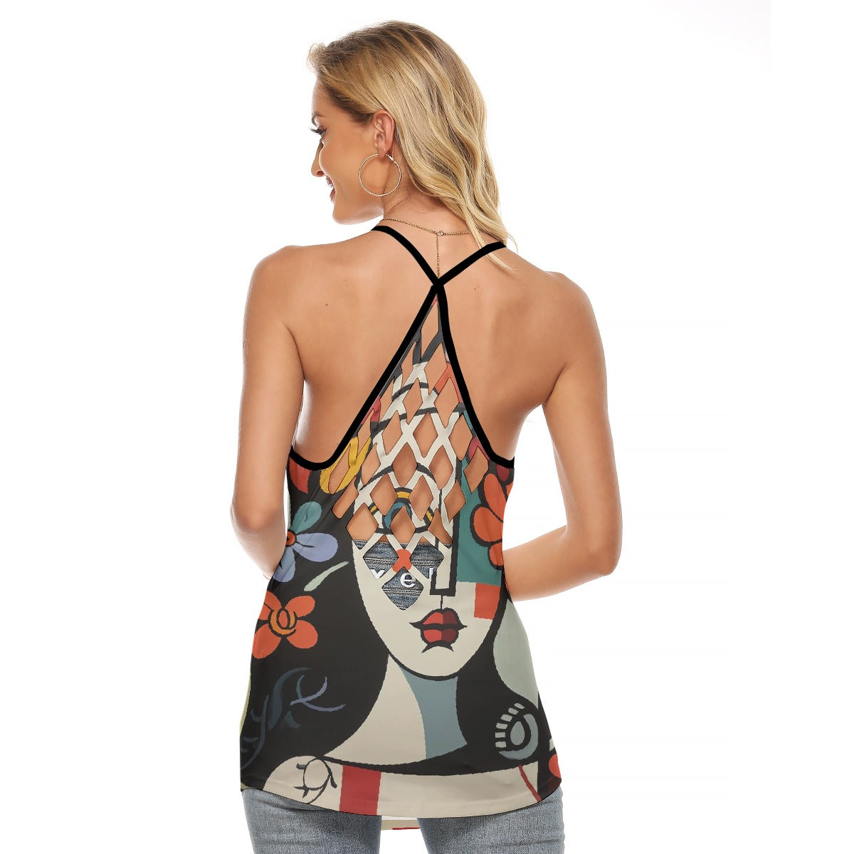 All-Over Print Women's Criss-Cross Open Back Tank Top