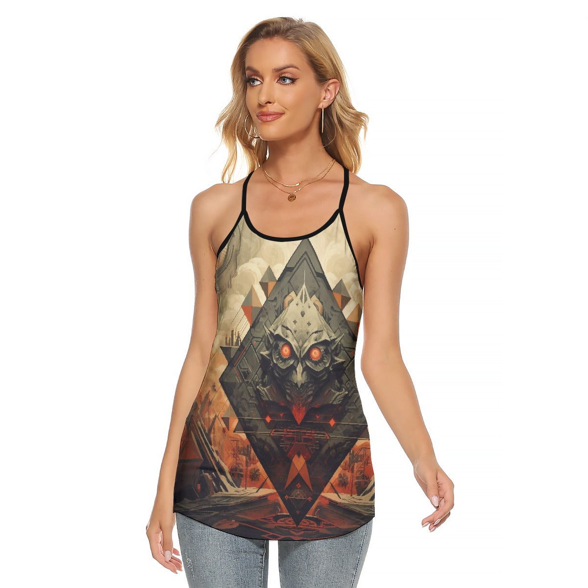 All-Over Print Women's Criss-Cross Open Back Tank Top