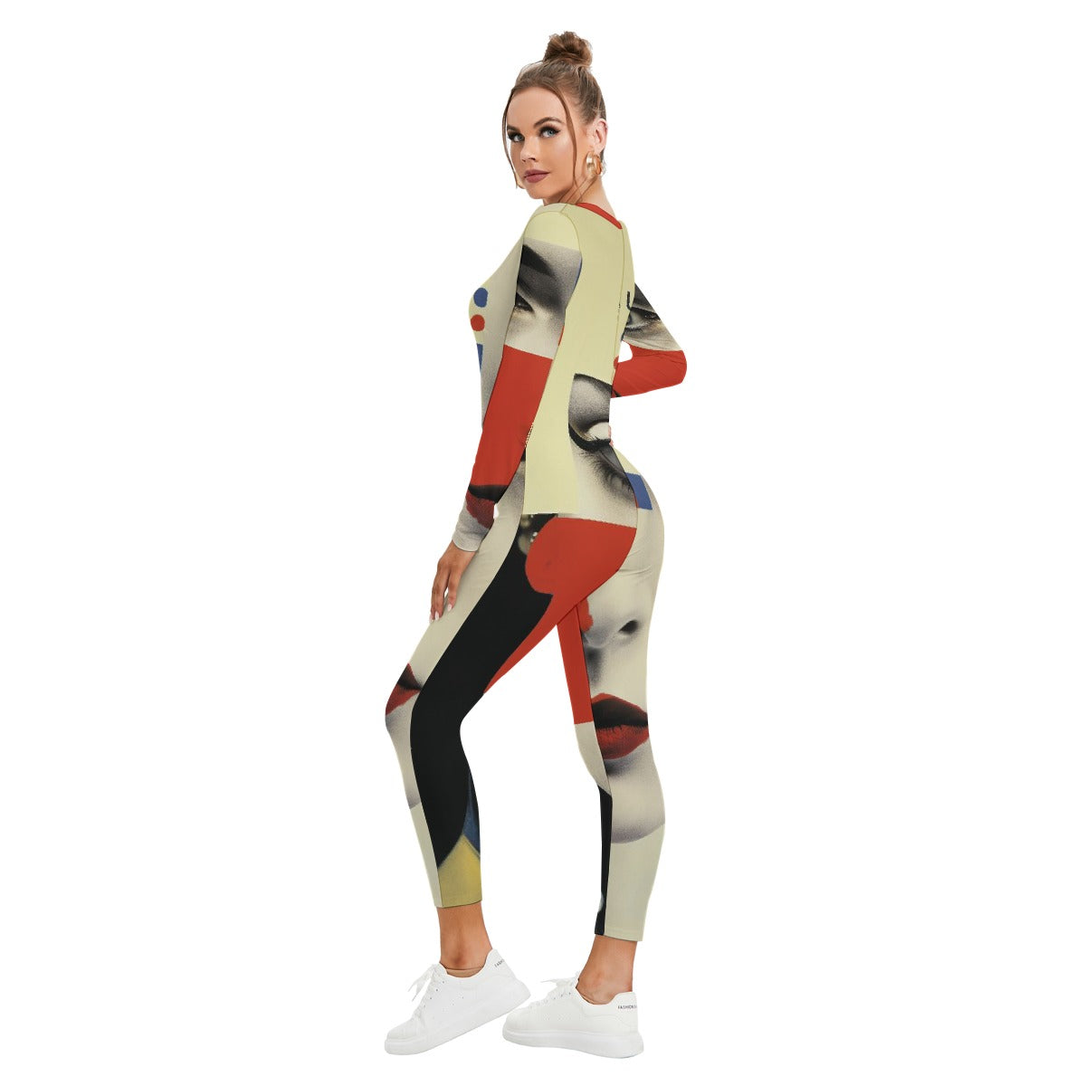 All-Over Print Women's Plunging Neck Jumpsuit