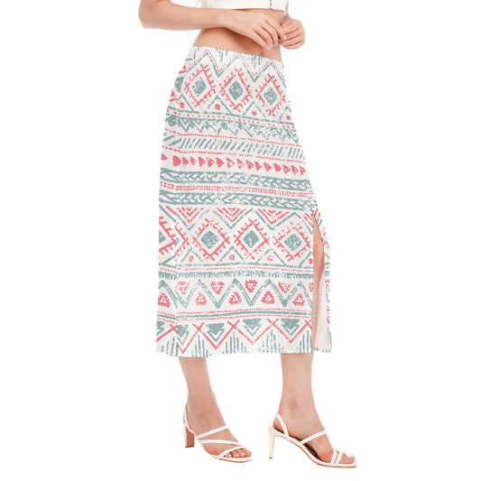 All-Over Print Women's High Slit Long Skirt