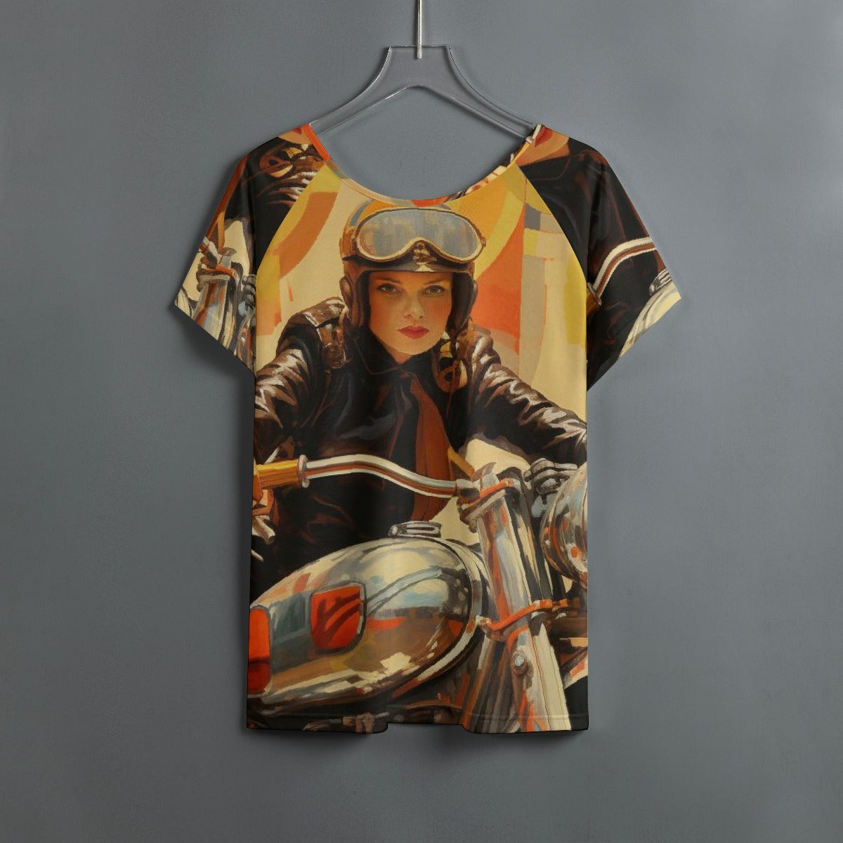 All-Over Print Women's Round Neck T-shirt With Raglan Sleeve