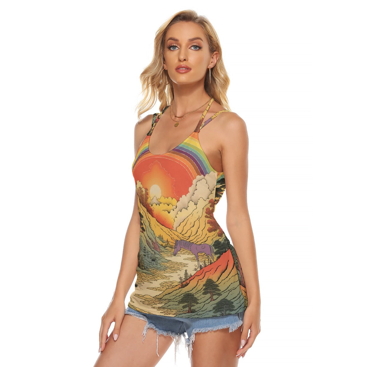 All-Over Print Women's Halter Top With Backless