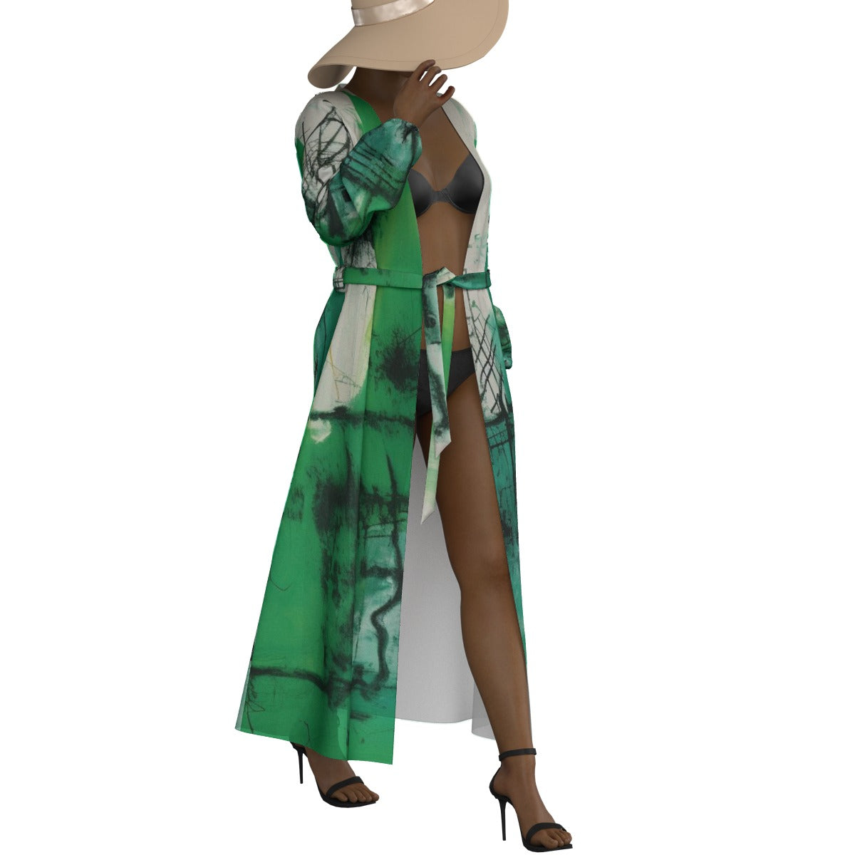 All-Over Print Women's Lace-up Chiffon Robe