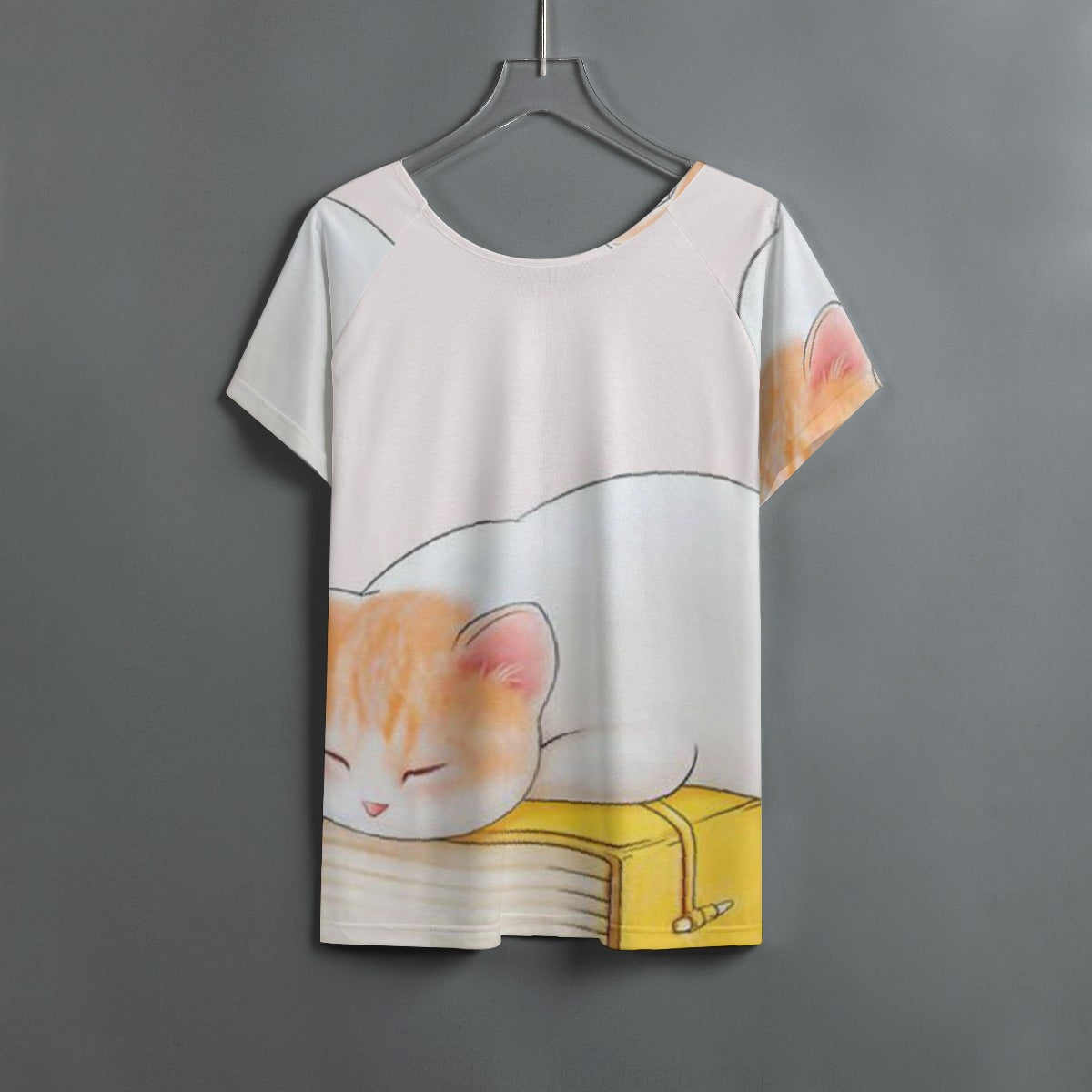 All-Over Print Women's Round Neck T-shirt With Raglan Sleeve