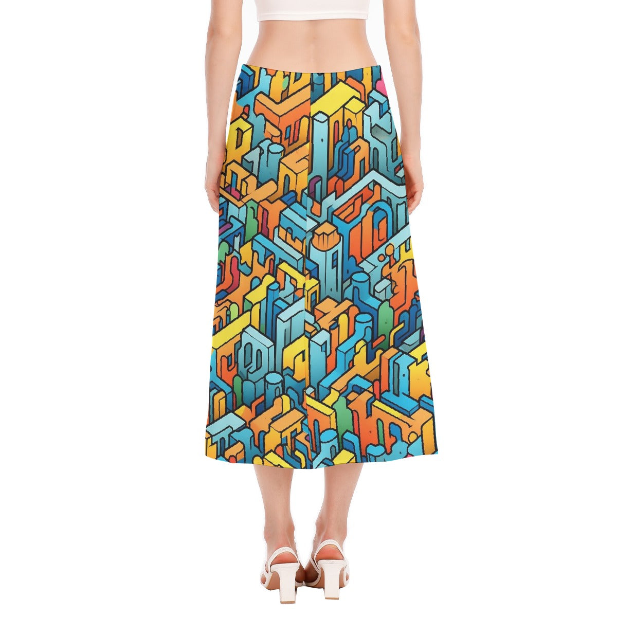 All-Over Print Women's High Slit Long Skirt