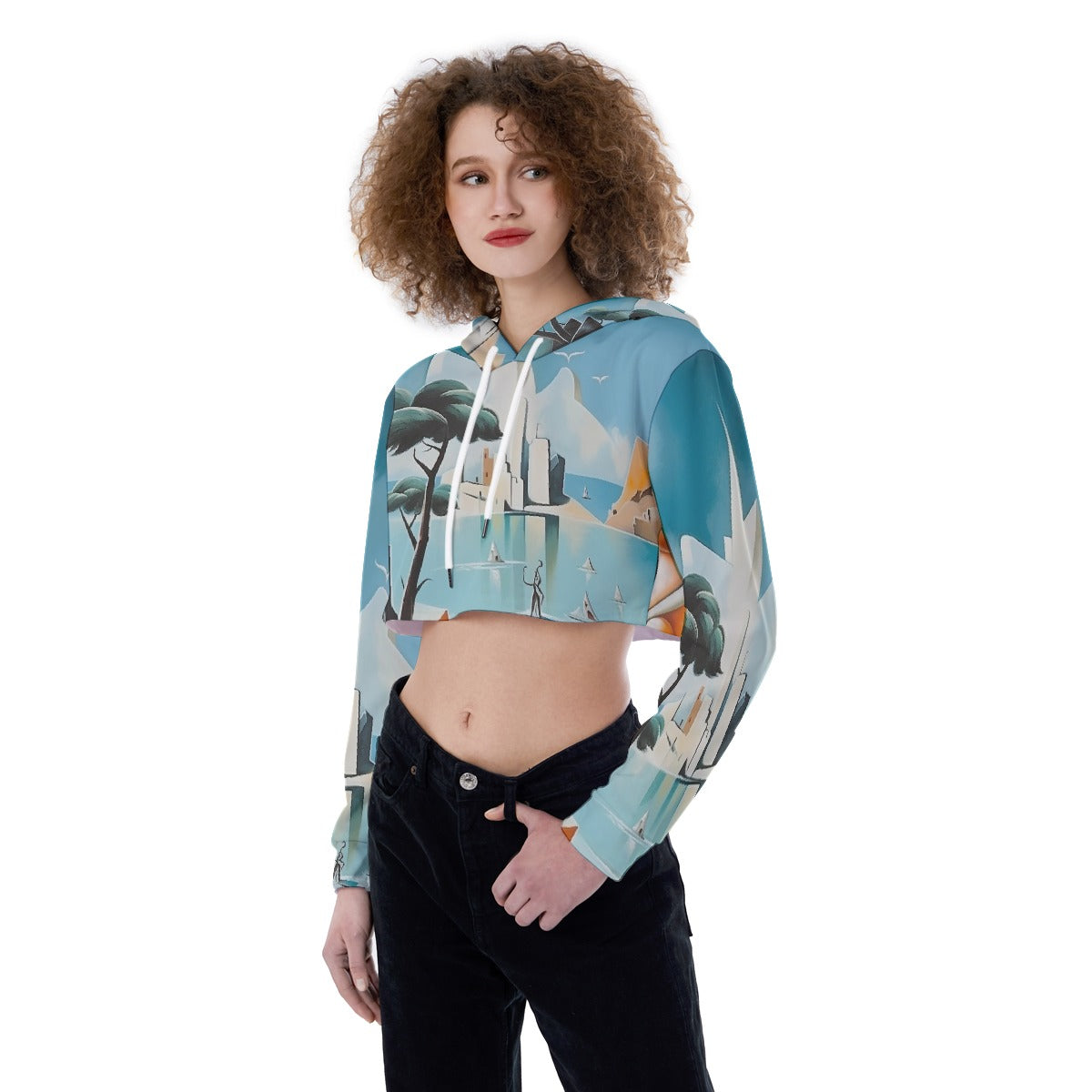 All-Over Print Women's Crop Top Hoodie