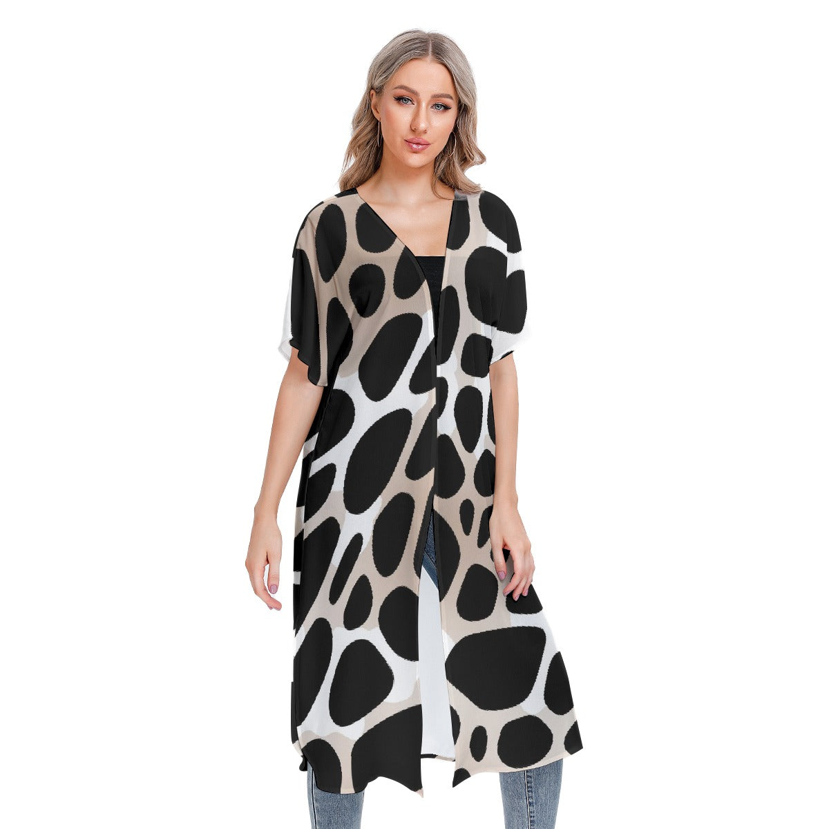 All-Over Print Women's Short Sleeve Cardigan