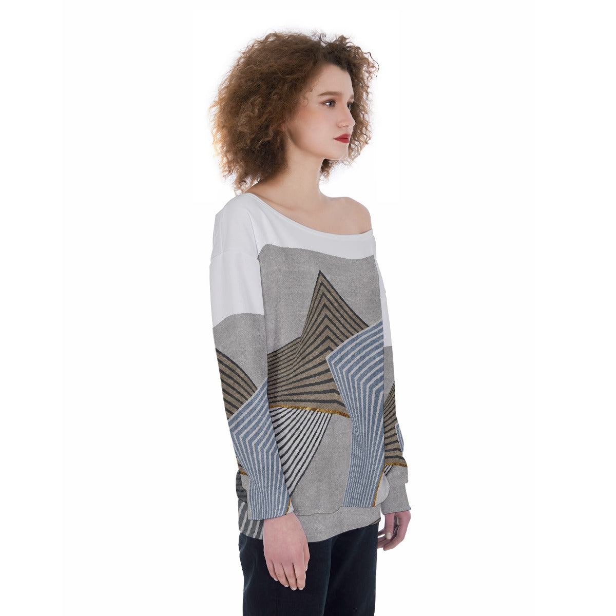 All-Over Print Oversized Women's Off-Shoulder Sweatshirt