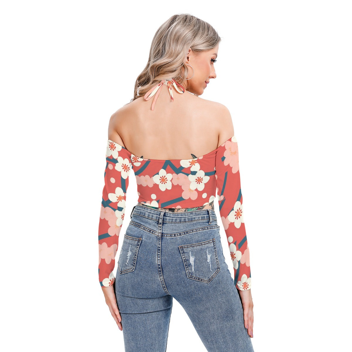 All-Over Print Women's Halter Lace-up Top