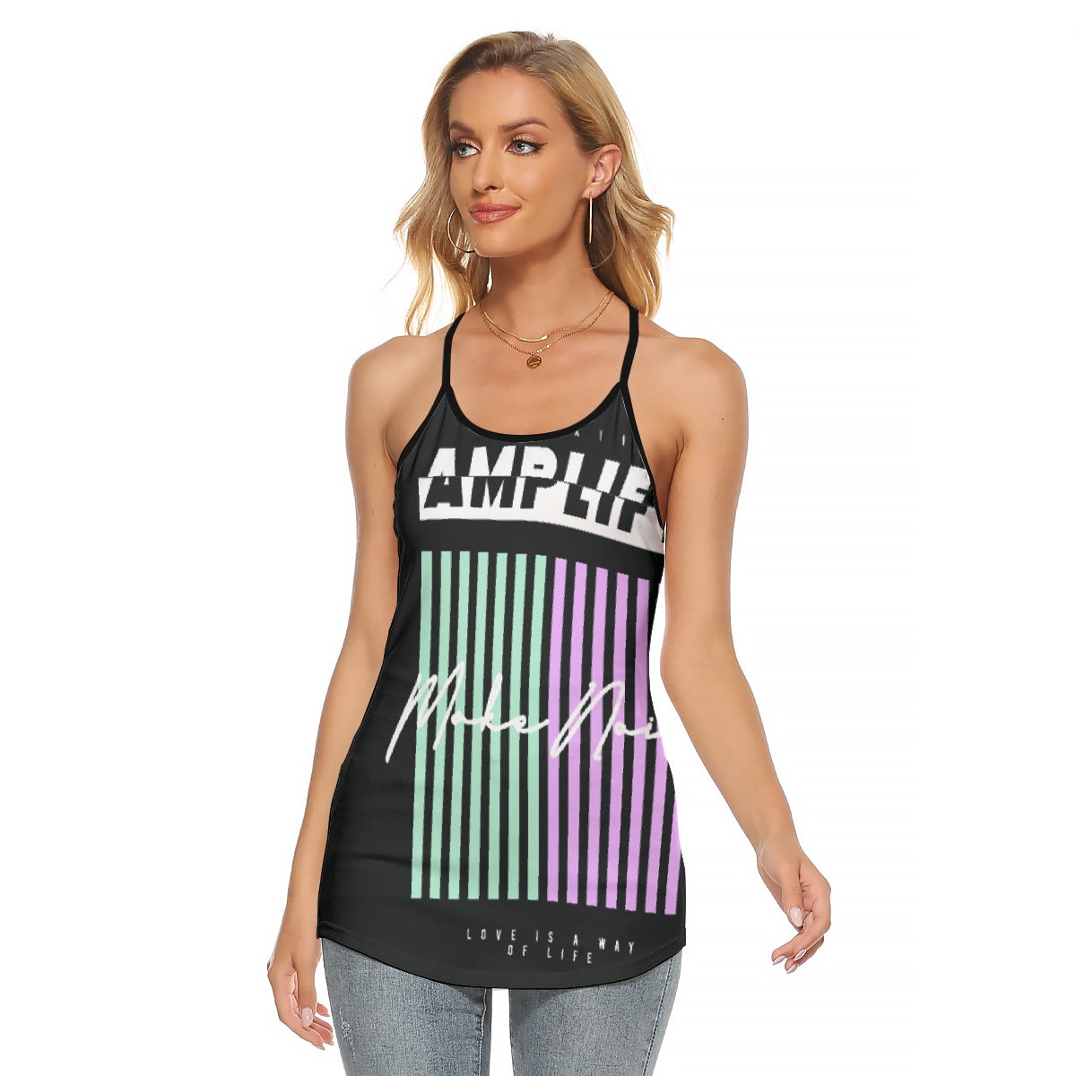 All-Over Print Women's Criss-Cross Open Back Tank Top