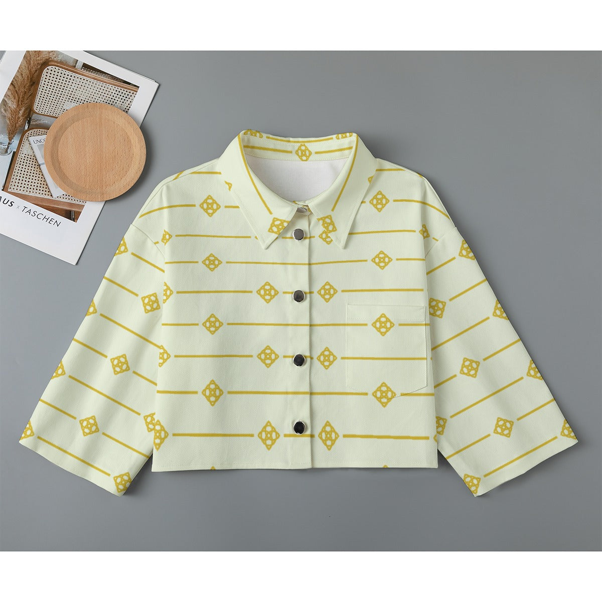 All-Over Print Women's Cropped Jacket | 245GSM Cotton