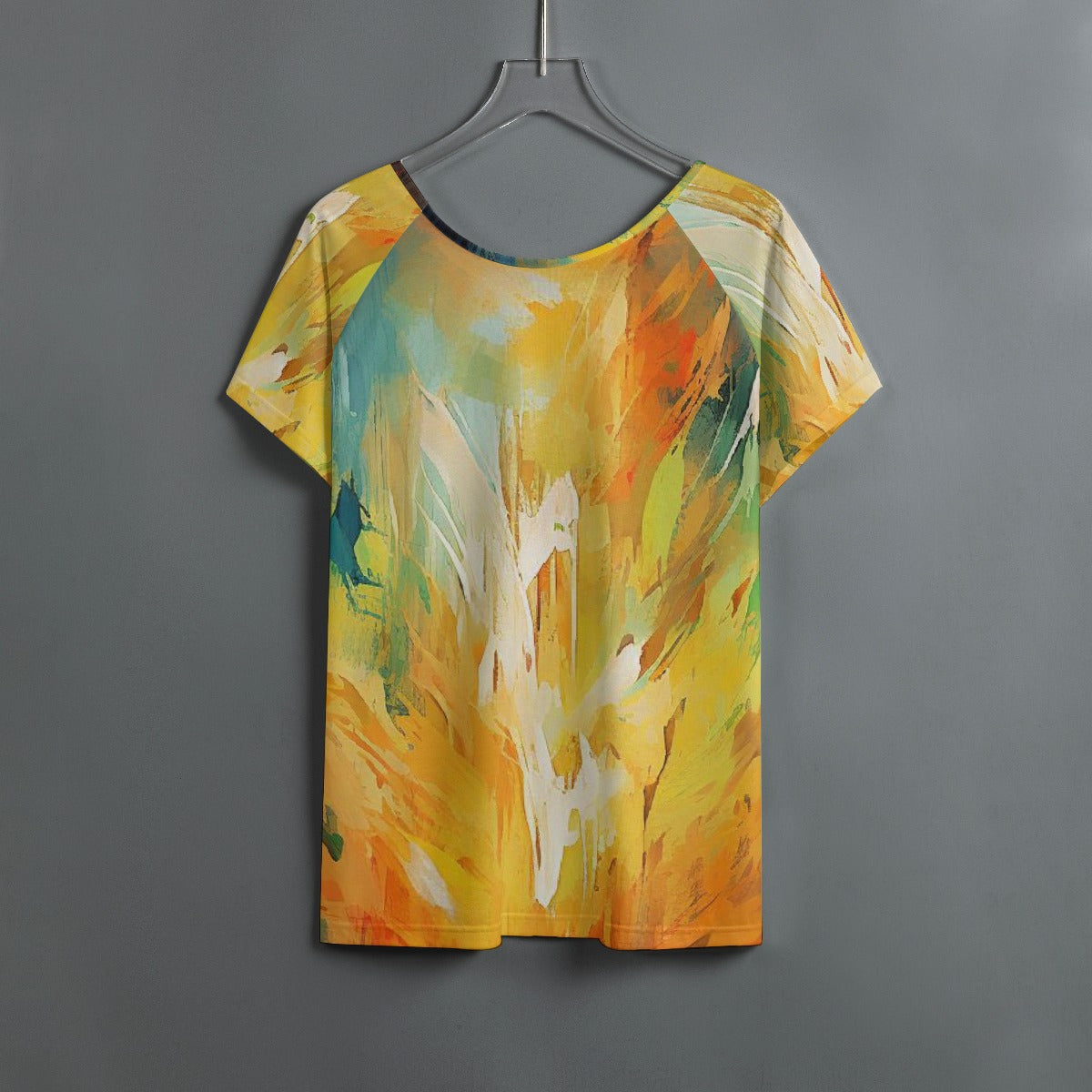 All-Over Print Women's Round Neck T-shirt With Raglan Sleeve