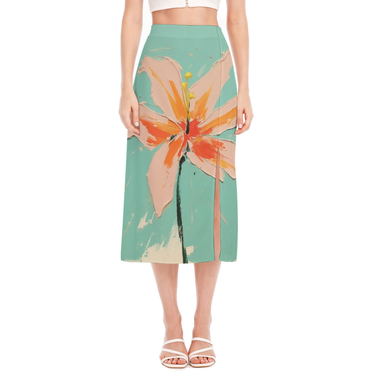 All-Over Print Women's High Slit Long Skirt