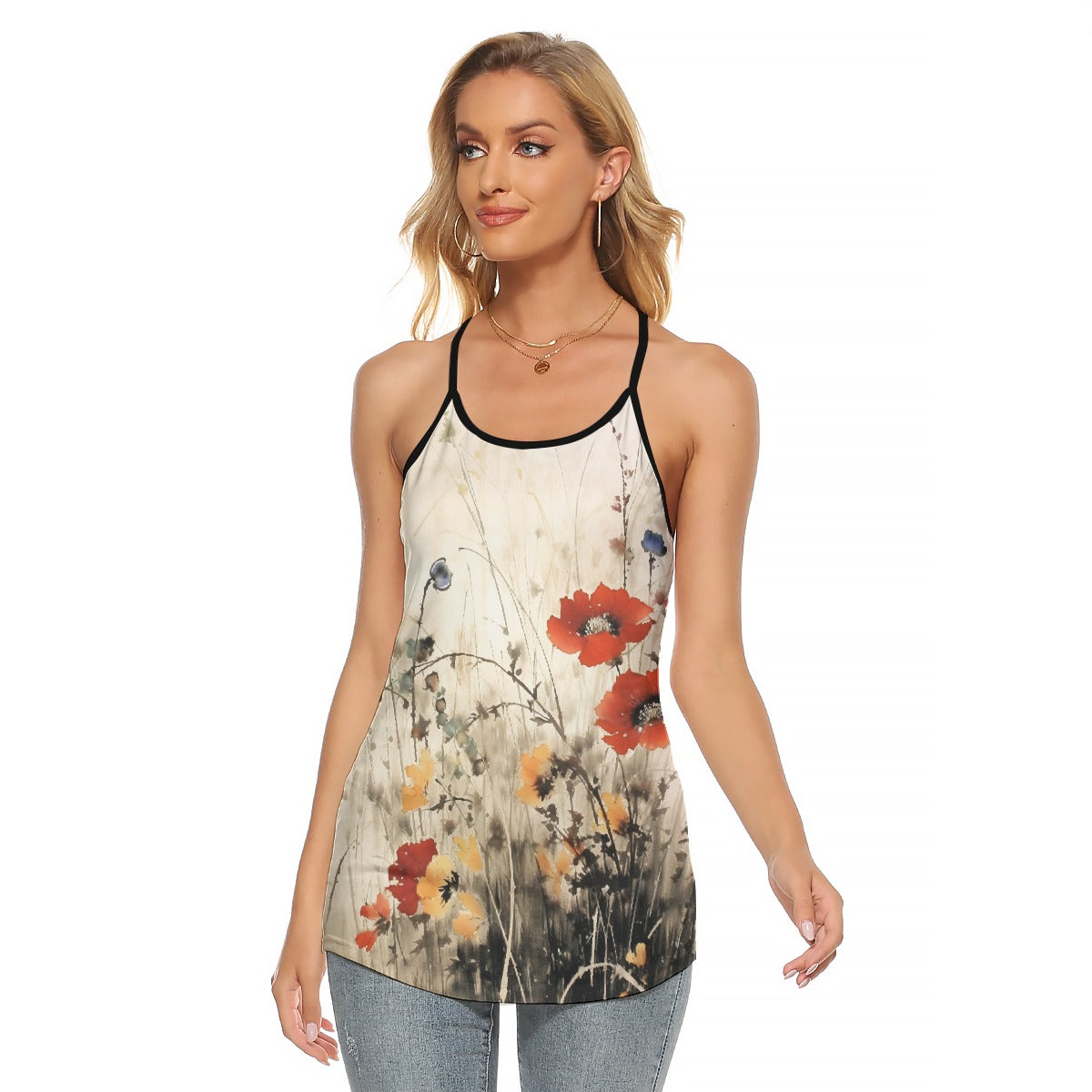 All-Over Print Women's Criss-Cross Open Back Tank Top