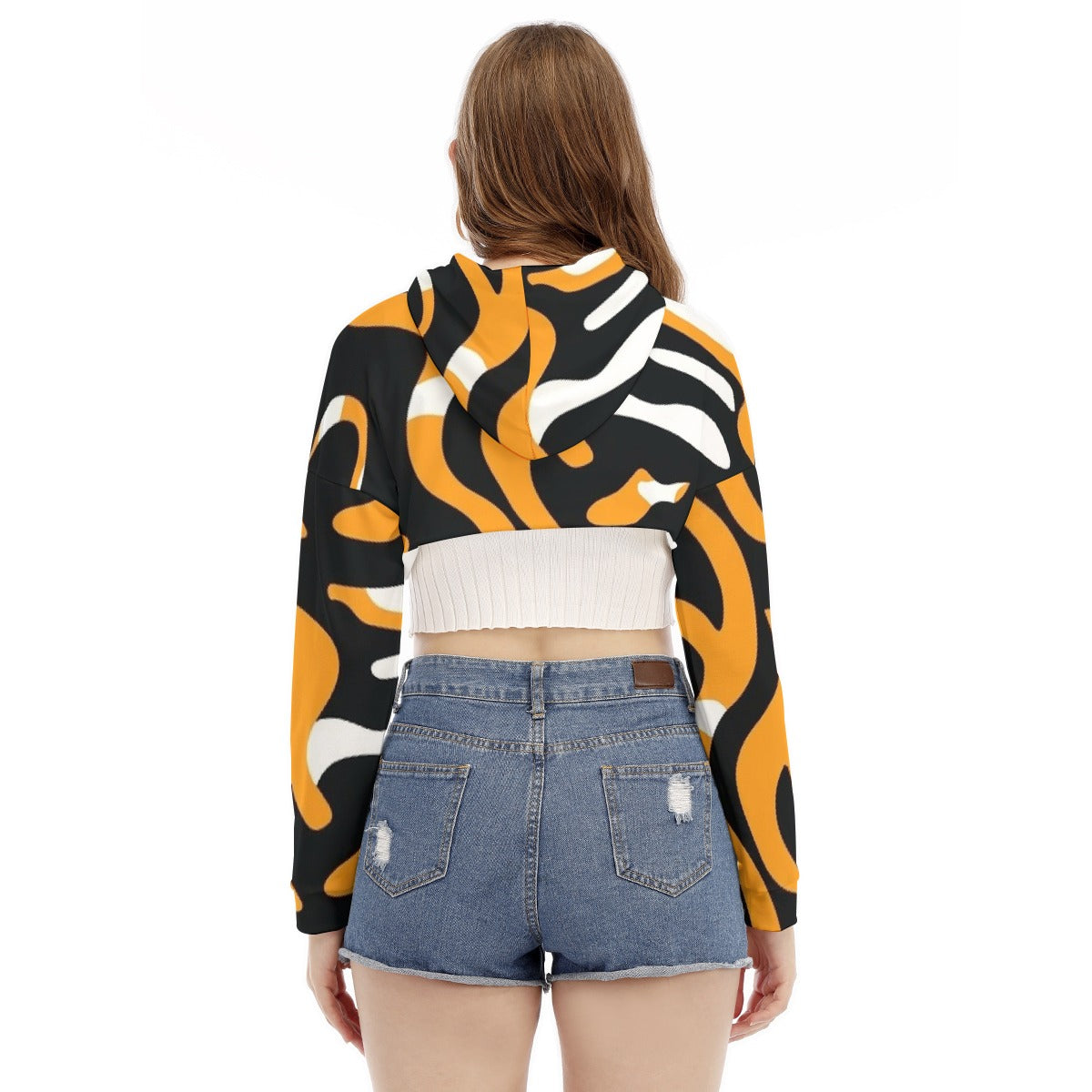 All-Over Print Women's Smock Short Hoodie With Long Sleeve