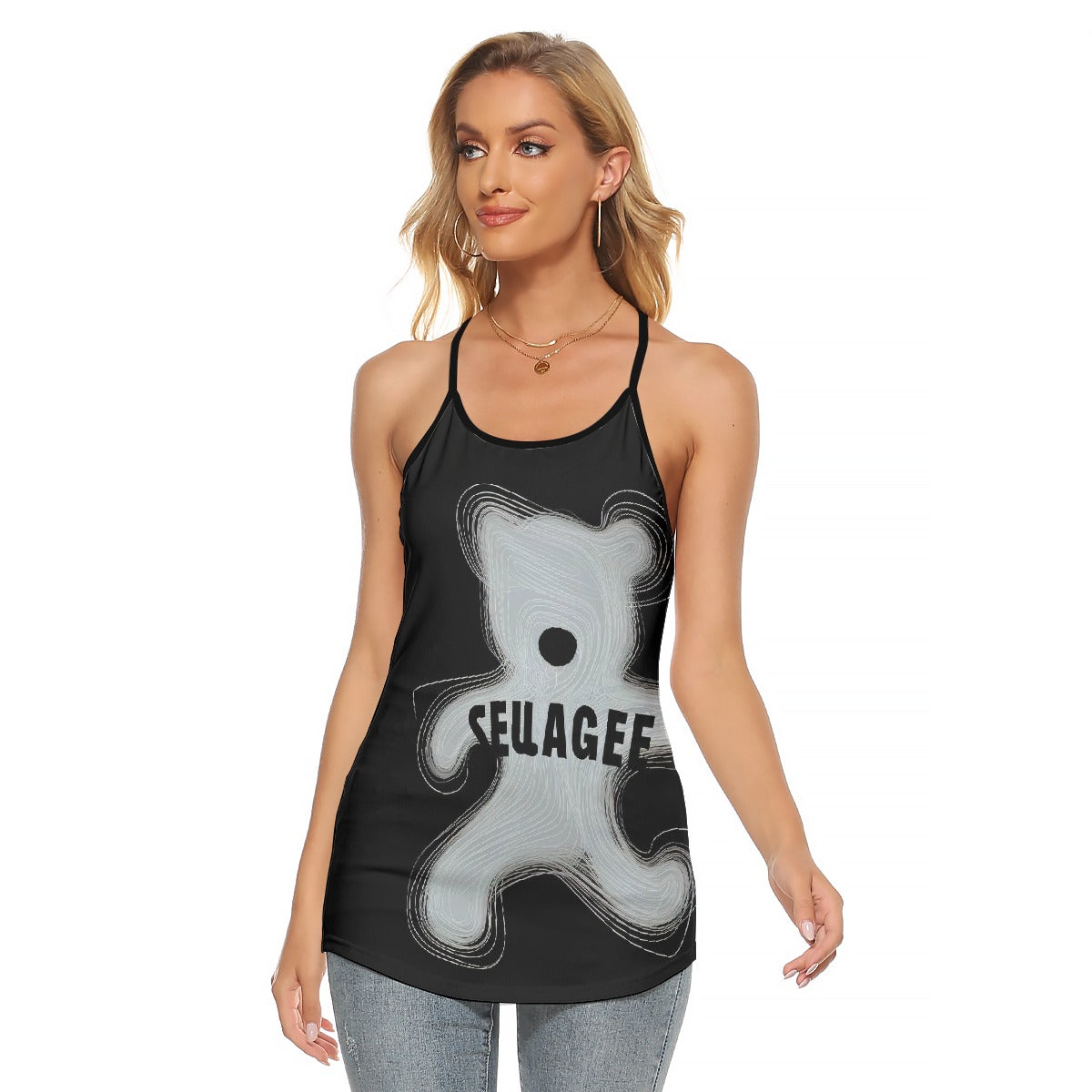 All-Over Print Women's Criss-Cross Open Back Tank Top