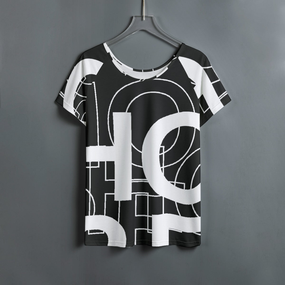 All-Over Print Women's Round Neck T-shirt With Raglan Sleeve
