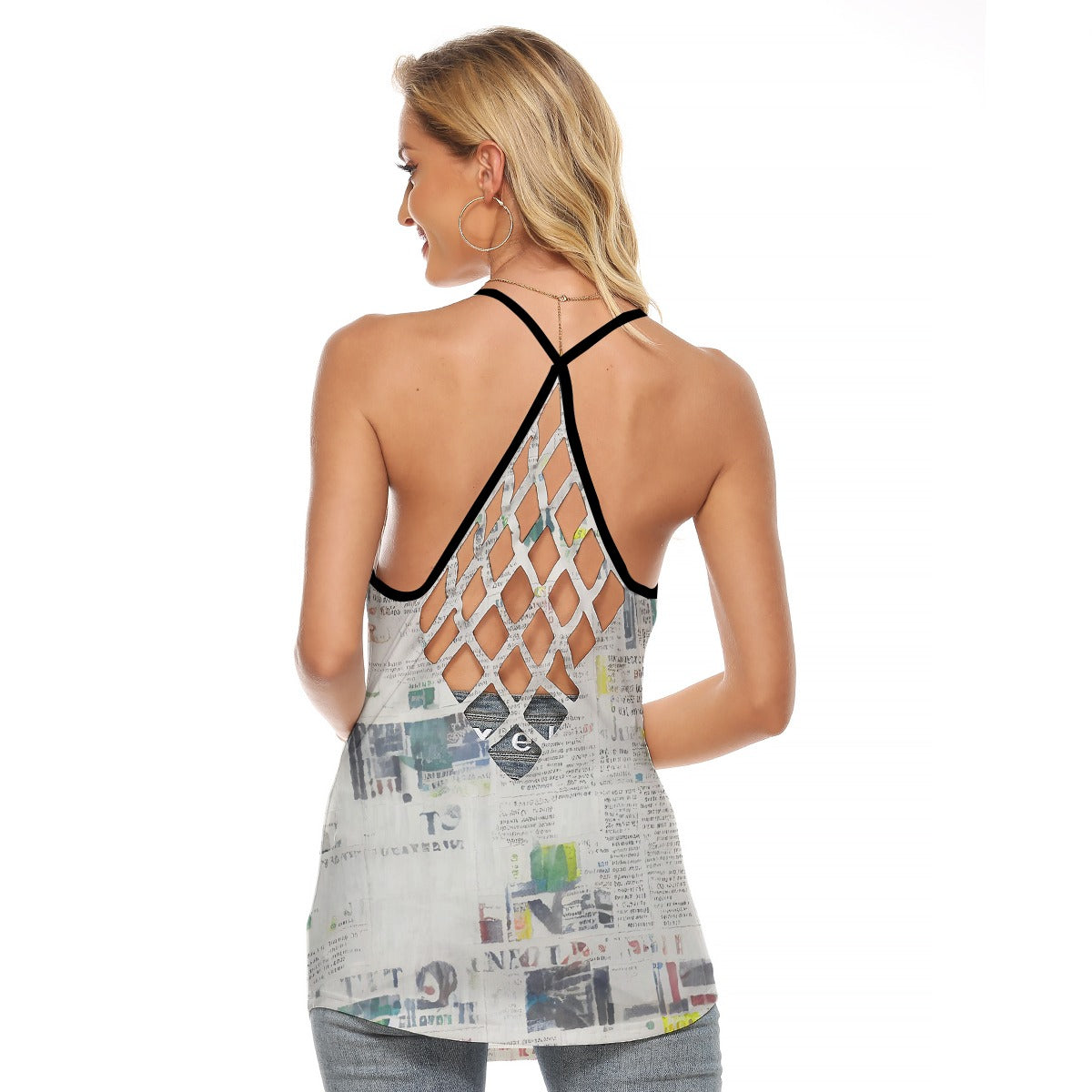 All-Over Print Women's Criss-Cross Open Back Tank Top