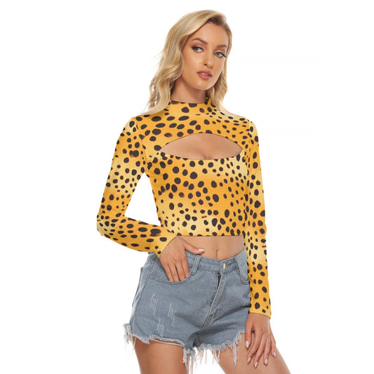 All-Over Print Women's Hollow Chest Keyhole Tight Crop Top