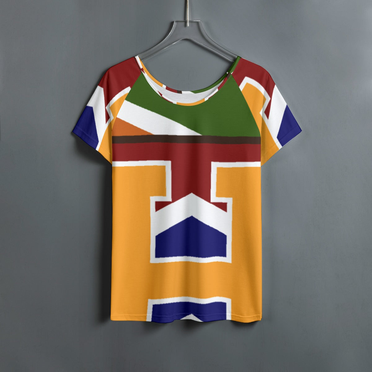 All-Over Print Women's Round Neck T-shirt With Raglan Sleeve