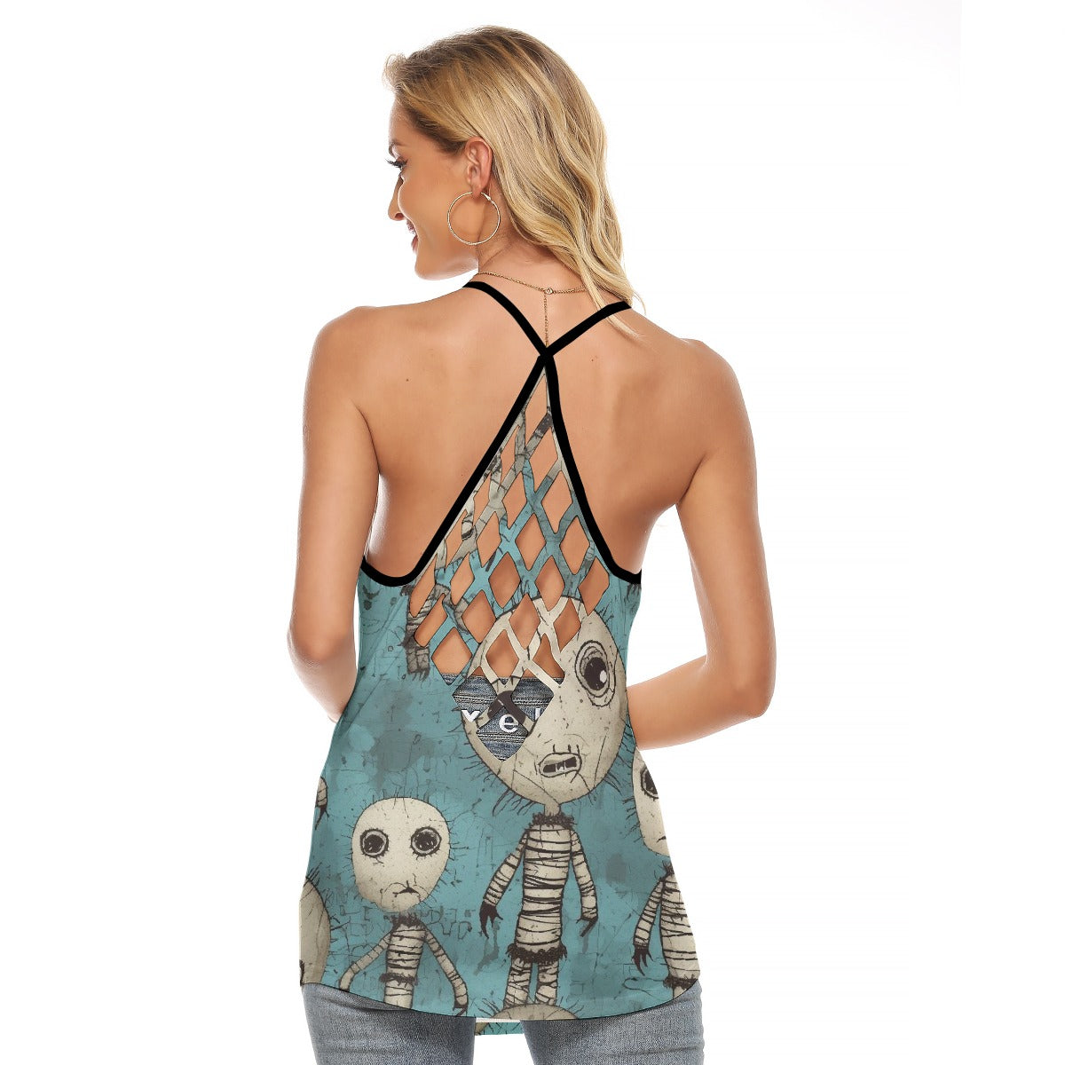 All-Over Print Women's Criss-Cross Open Back Tank Top