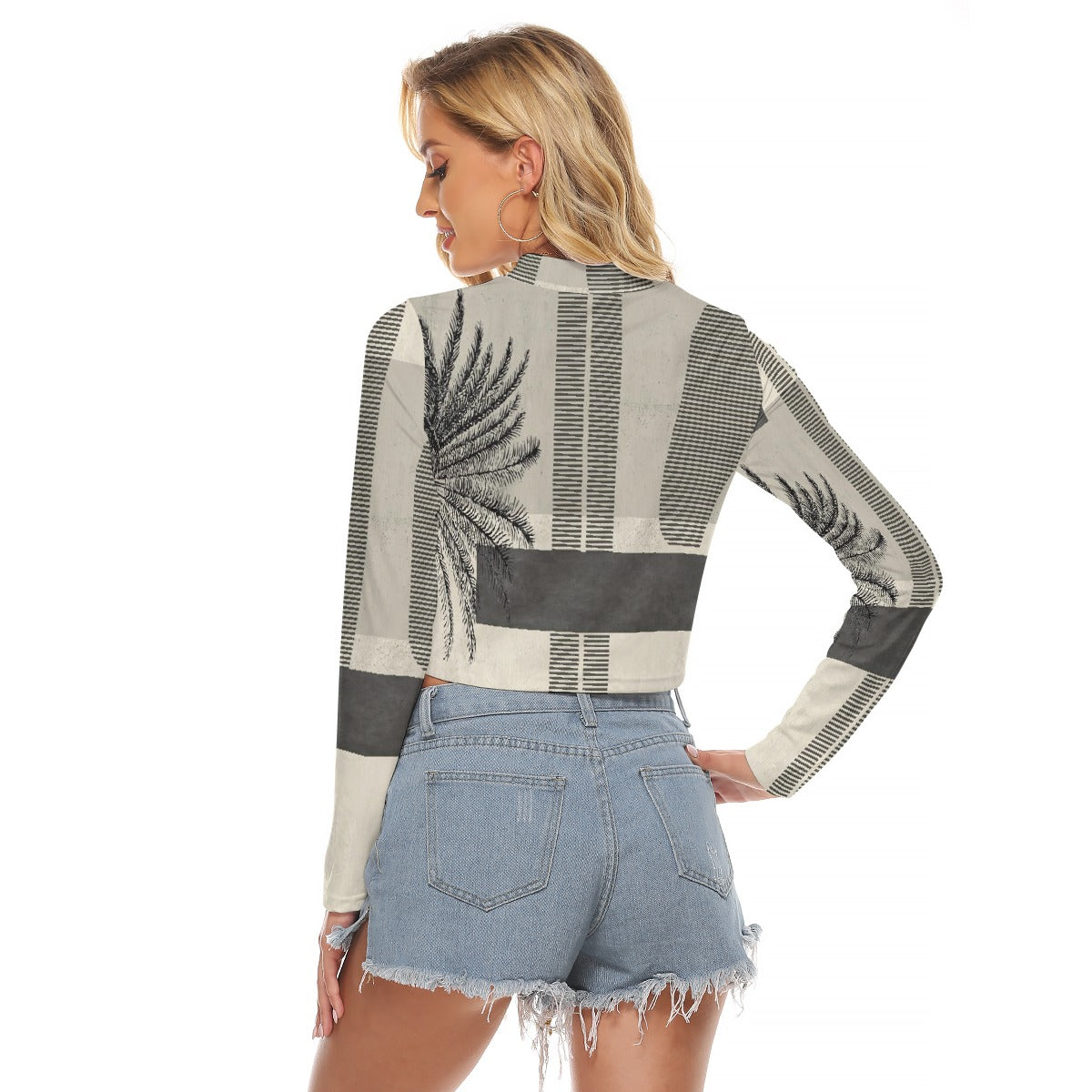 All-Over Print Women's Hollow Chest Keyhole Tight Crop Top