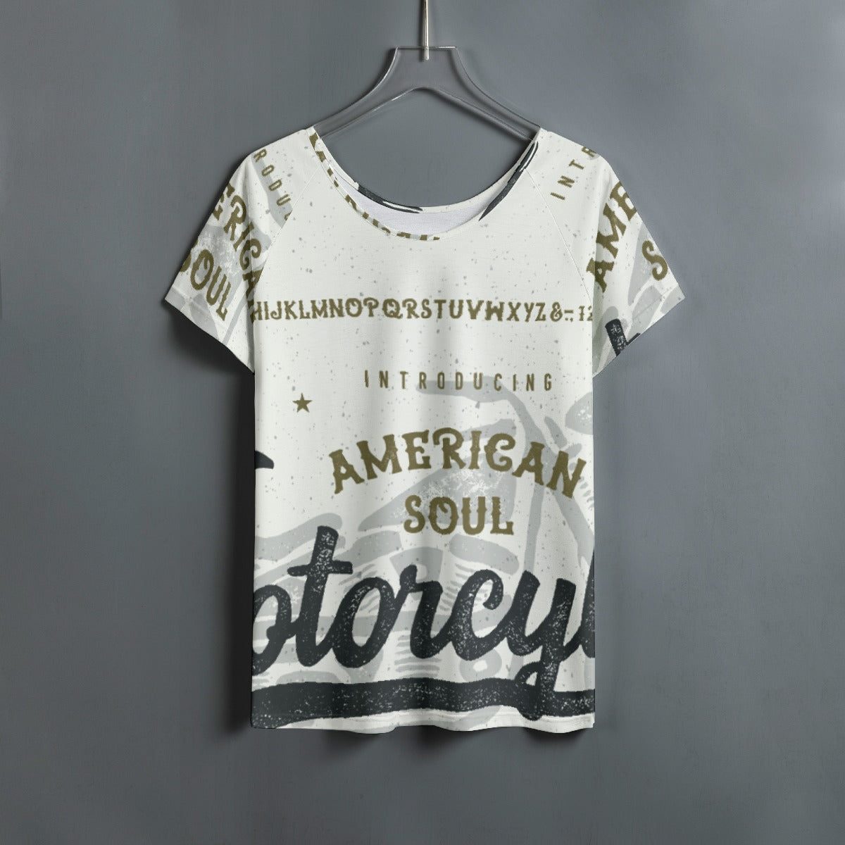 All-Over Print Women's Round Neck T-shirt With Raglan Sleeve