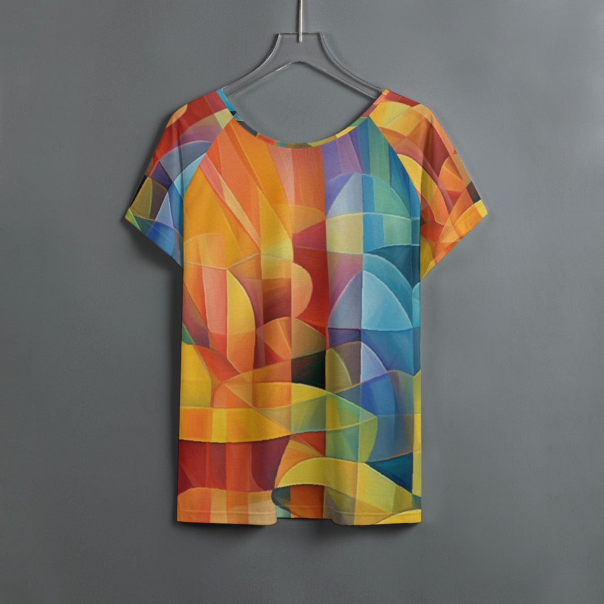 All-Over Print Women's Round Neck T-shirt With Raglan Sleeve