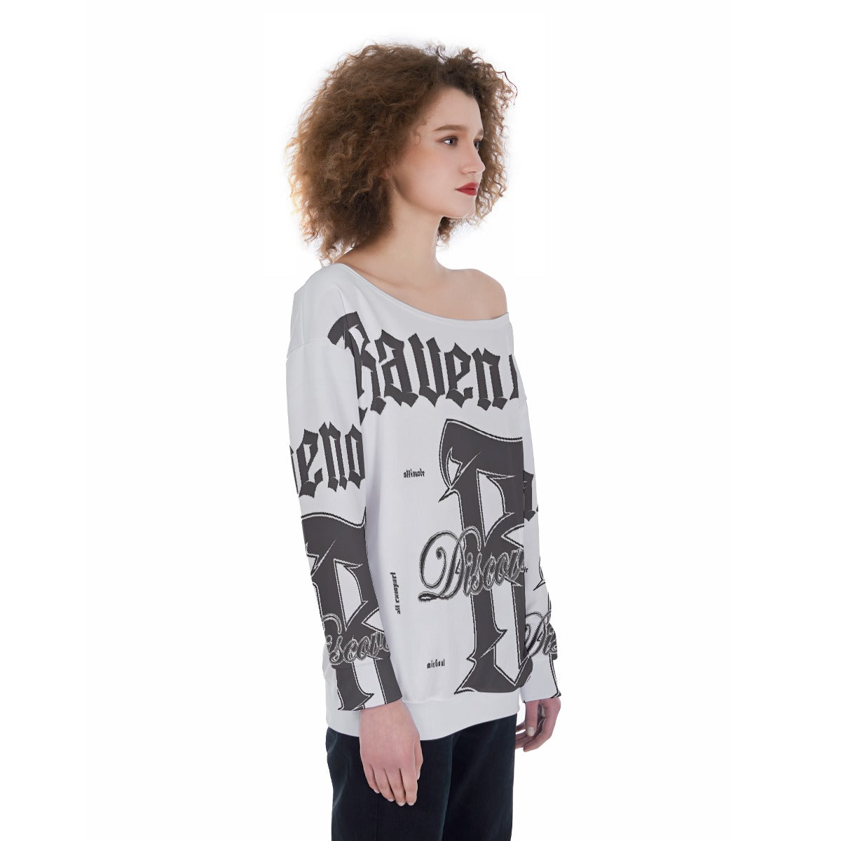 All-Over Print Oversized Women's Off-Shoulder Sweatshirt