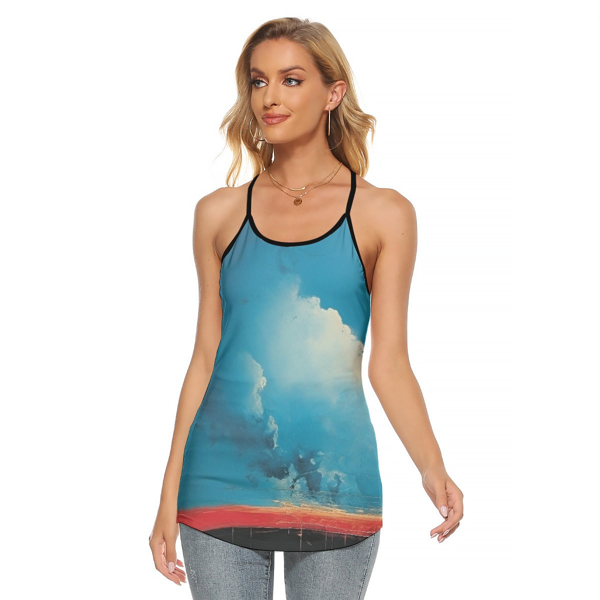 All-Over Print Women's Criss-Cross Open Back Tank Top