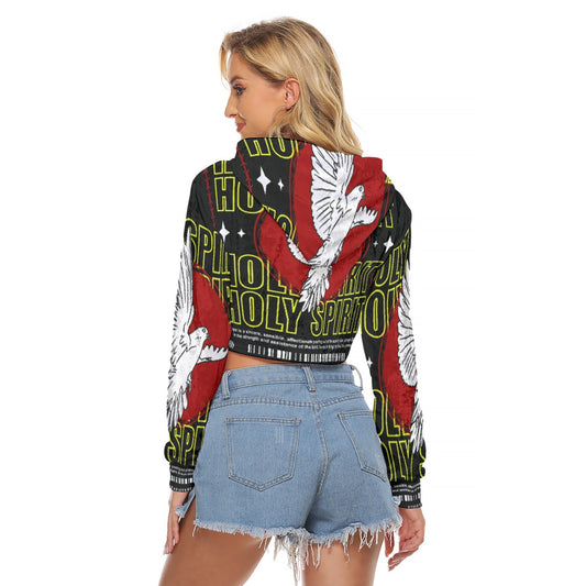 All-Over Print Women's Crop Top Hoodie|Velvet