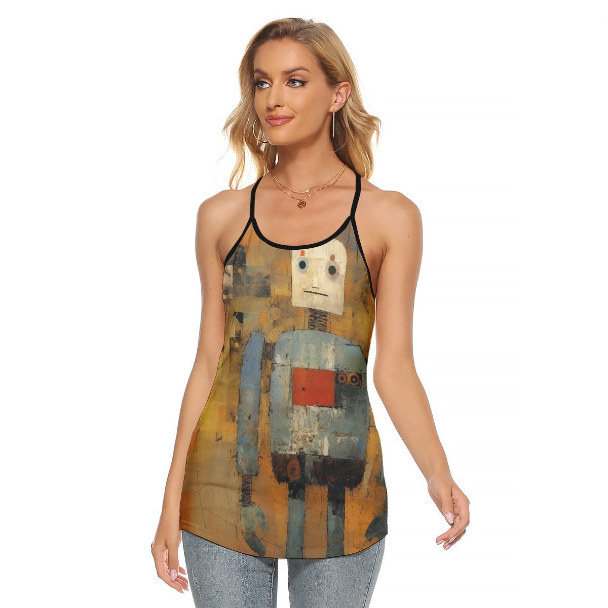 All-Over Print Women's Criss-Cross Open Back Tank Top