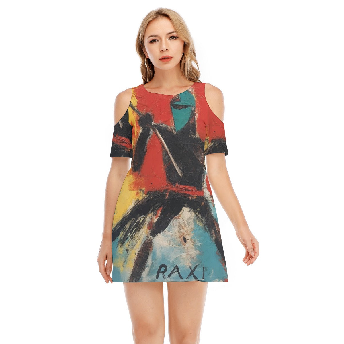 All-Over Print Women's Cold Shoulder Dress | 190GSM Cotton