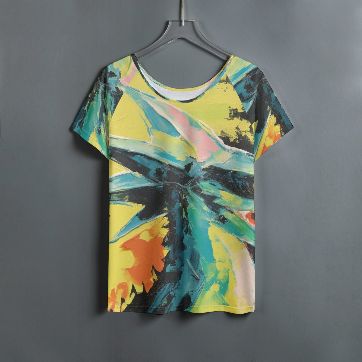 All-Over Print Women's Round Neck T-shirt With Raglan Sleeve